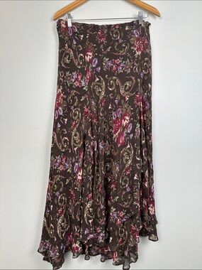 165. vintage silk skirt floral.(has some pulls, hard to see)
